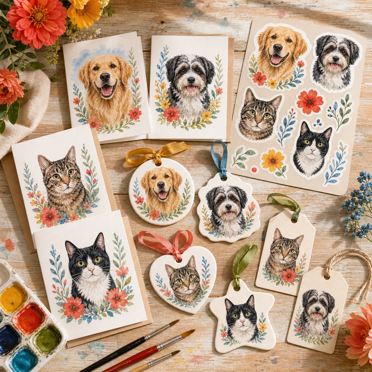Digital pet sticker sheet and keepsake artwork.